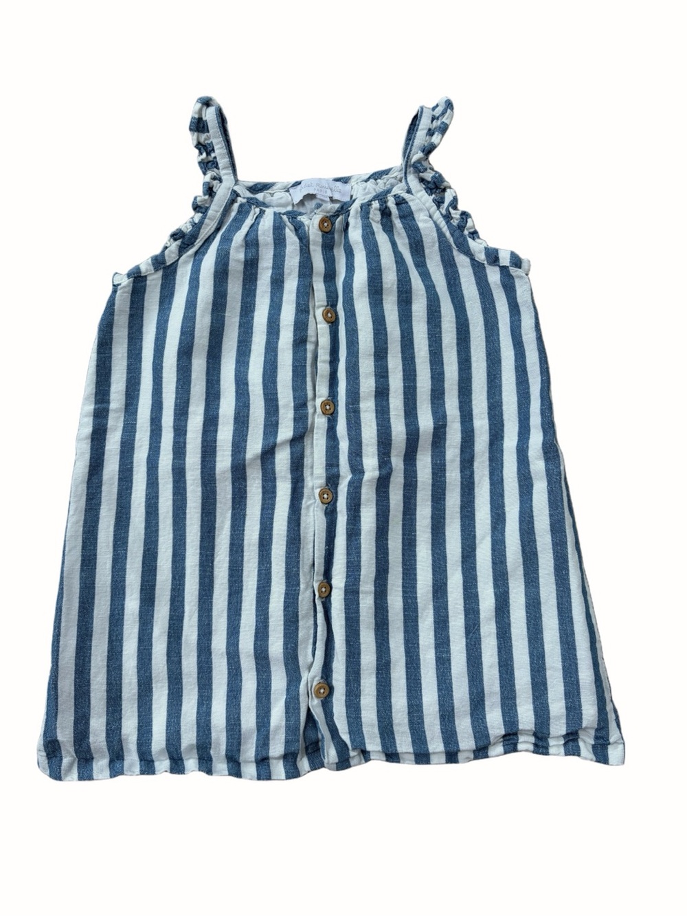 Cadet Rousselle Size 3 Years Linen Blend Striped Button Front Tank Sun Dress
